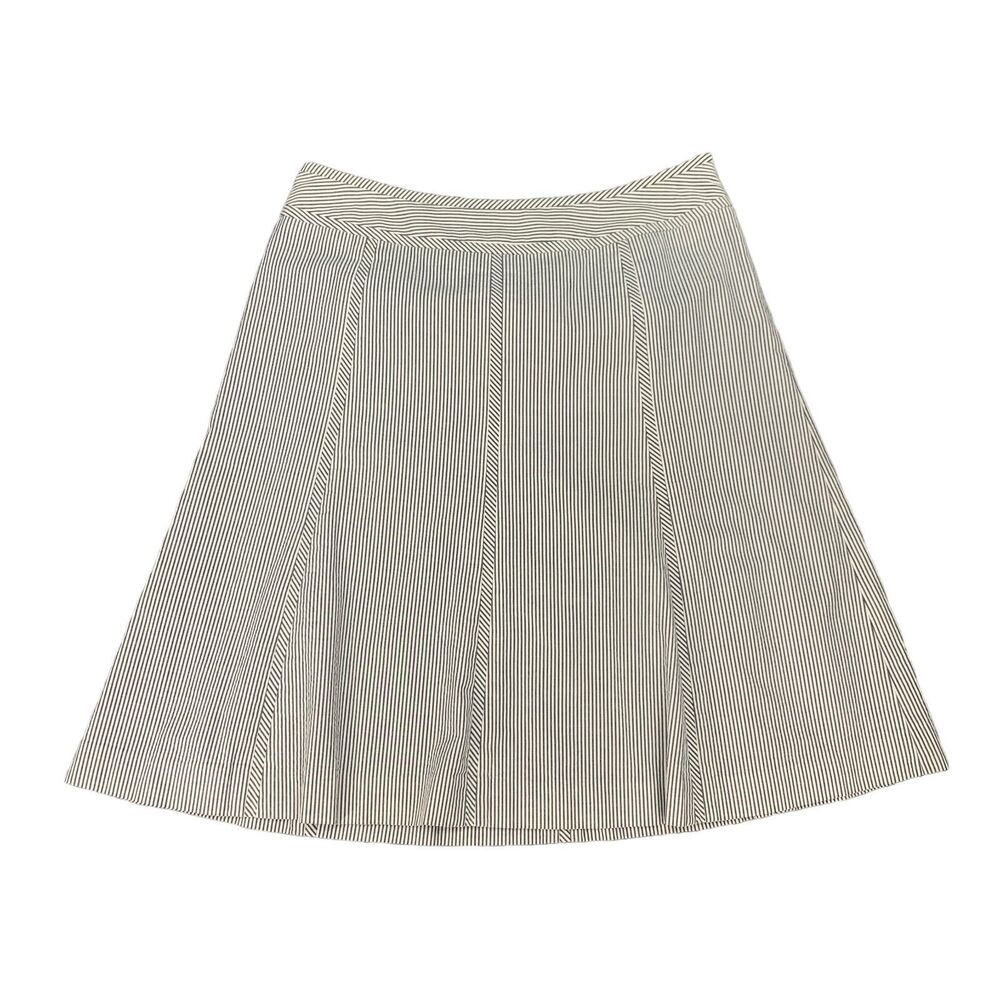 Talbots Skirt Womens 10P Petite Mitered Striped Side Zip A Lined White Navy